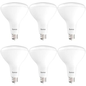 sunco 6 pack br40 light bulb, led indoor flood light, dimmable, 4000k cool white, 1400 lm, e26 base, recessed can light, high lumen, flicker-free - ul & energy star, 120w equivalent 17w