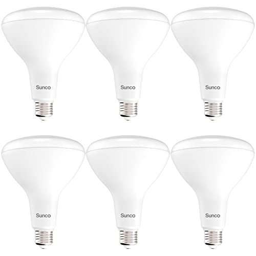 Sunco 6 Pack BR40 Light Bulb, LED Indoor Flood Light, Dimmable, 4000K Cool White, 1400 LM, E26 Base, Recessed Can Light, High Lumen, Flicker-Free - UL & Energy Star, 120W Equivalent 17W