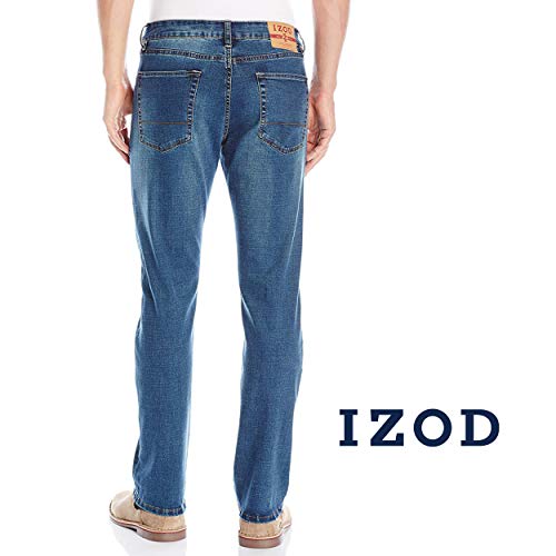 IZOD Men's Comfort Stretch Denim Jeans (Relaxed Fit), Indigo Blast, 34W x 32L