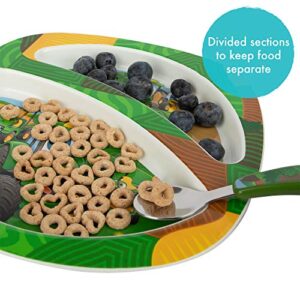 The First Years John Deere's Johnny Tractor and Friends Dinnerware Set - Toddler Plates and Bowls Set - Includes Toddler Plate, Toddler Bowl, Toddler Fork and Toddler Spoon - 4 Count