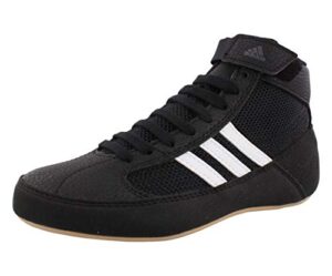 adidas boy's hvc wrestling shoe, black/white, 3 little kid