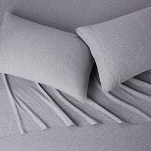 Amazon Basics Cotton Jersey 4-Piece Bed Sheet Set, Full, Light Gray, Solid