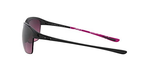 Oakley Women's OO9191 Unstoppable Rectangular Sunglasses, Polished Black/Rose Gradient Polarized, 65 mm