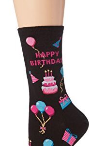 Hot Sox womens Conversation Starter Novelty Casual Fashion Socks Hosiery, Happy Birthday/Black, 4 10 US