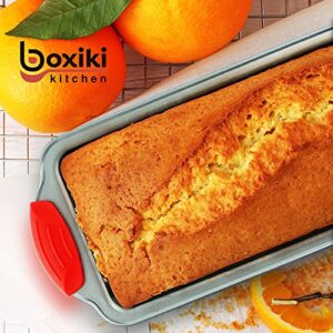 Boxiki Kitchen Non Stick Steel Banana Bread Pan for Baking, Premium Loaf Pan 8.5 Inch With Easy to Clean & Quick Release Coating - Professional Baking Pan With Silicone Handles for Baking Banana Bread