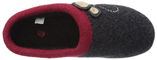 Acorn Women's Clog Slippers, Multi-Layer Memory Foam Footbed with Arch Support, Charcoal Button, 8-9