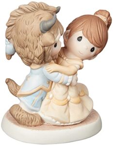 precious moments, disney showcase collection, you are my fairy tale come true, beauty and the beast, bisque porcelain figurine, 161013 , brown