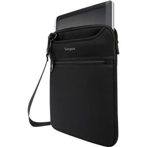 Targus Vertical Slipcase Messenger Bag Travel Laptop Bag with Hideaway Handles, Cross Shoulder Strap, Protective Padding for 14-Inch Laptop, Black (TSS913)