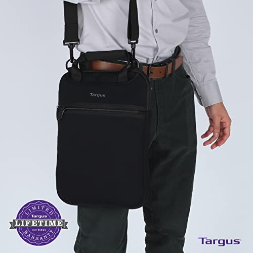 Targus Vertical Slipcase Messenger Bag Travel Laptop Bag with Hideaway Handles, Cross Shoulder Strap, Protective Padding for 14-Inch Laptop, Black (TSS913)