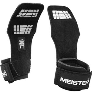 meister elite leather weight lifting grips w/gel padding (pair) - large/x-large