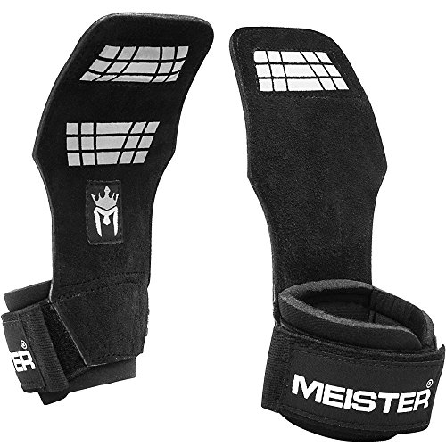 Meister Elite Leather Weight Lifting Grips w/Gel Padding (Pair) - Large/X-Large