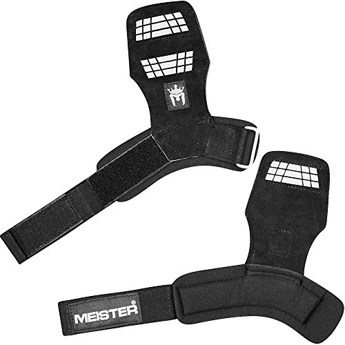 Meister Elite Leather Weight Lifting Grips w/Gel Padding (Pair) - Large/X-Large