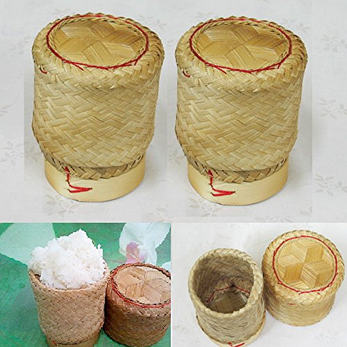 Thai Handmade Sticky Rice Serving Basket Small Size (Pack of 2) Free Shipping