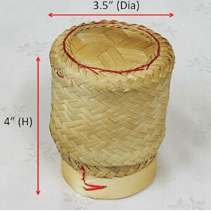 Thai Handmade Sticky Rice Serving Basket Small Size (Pack of 2) Free Shipping