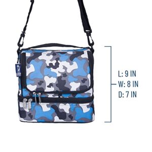 Wildkin Two Compartment Insulated Lunch Bag for Boys & Girls, Perfect for Early Elementary Lunch Box Bag, Ideal Size for Packing Hot or Cold Snacks for School & Travel Lunch Bags (Blue Camo)