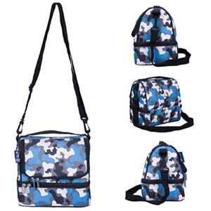 Wildkin Two Compartment Insulated Lunch Bag for Boys & Girls, Perfect for Early Elementary Lunch Box Bag, Ideal Size for Packing Hot or Cold Snacks for School & Travel Lunch Bags (Blue Camo)