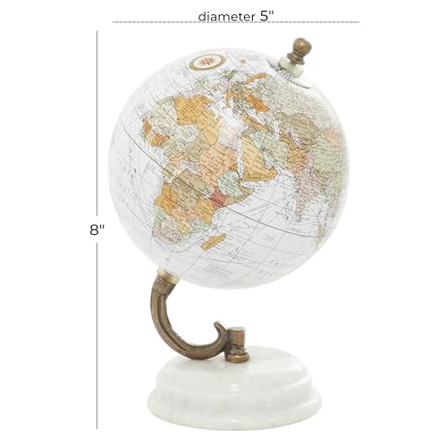 Deco 79 Marble Globe, 5" x 5" x 8", White