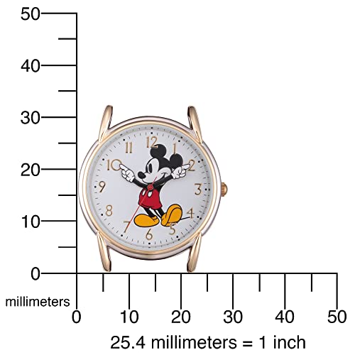 Disney Mickey Mouse Adult Classic Cardiff Articulating Hands Analog Quartz Leather Strap Watch