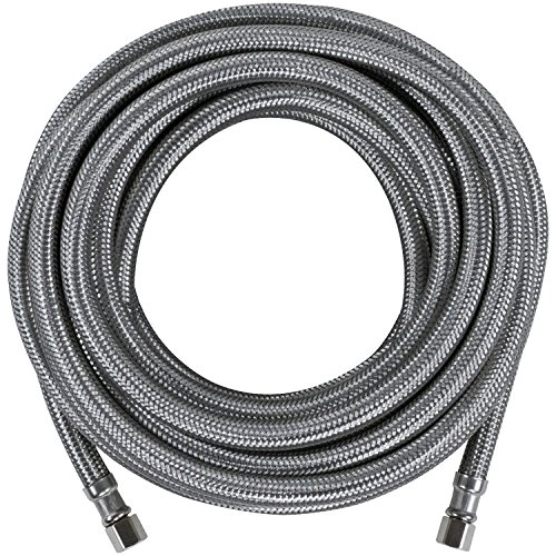 Certified Appliance Accessories Ice Maker Water Line, 25 Feet, PVC Core with Premium Braided Stainless Steel