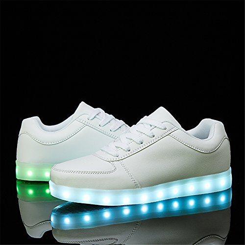 SANYES USB Charging Light Up Shoes Sports LED Shoes Dancing Sneakers SYDB551-White-38