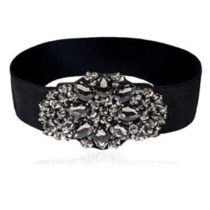 dorchid women rhinstone belt full crystal buckle cummerbund wide elastic waistband 7 colors black