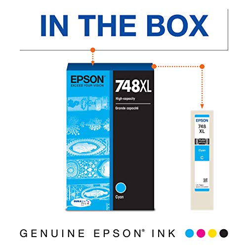 EPSON T748 DURABrite Pro -Ink High Capacity Cyan -Cartridge (T748XL220) for select Epson WorkForce Printers