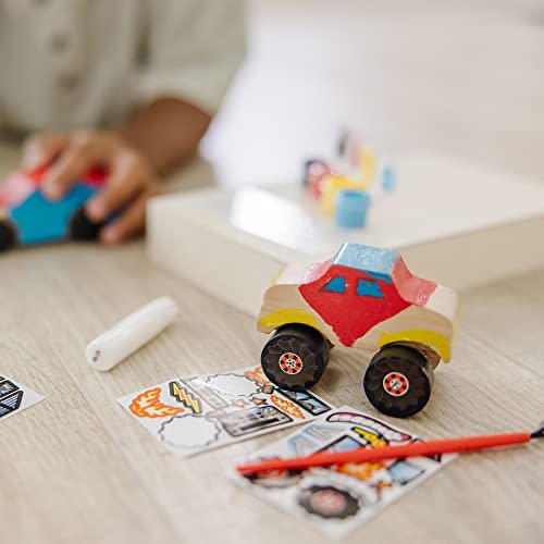 Melissa & Doug Decorate-Your-Own Wooden Craft Kits Set - Race Car and Monster Truck