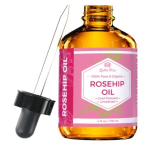 leven rose rosehip seed oil, 100% pure organic unrefined cold pressed anti aging rose hip moisturizer for hair skin & nails, 4 fl. oz…