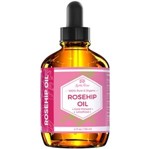 Leven Rose Rosehip Seed Oil, 100% Pure Organic Unrefined Cold Pressed Anti Aging Rose Hip Moisturizer for Hair Skin & Nails, 4 Fl. oz…