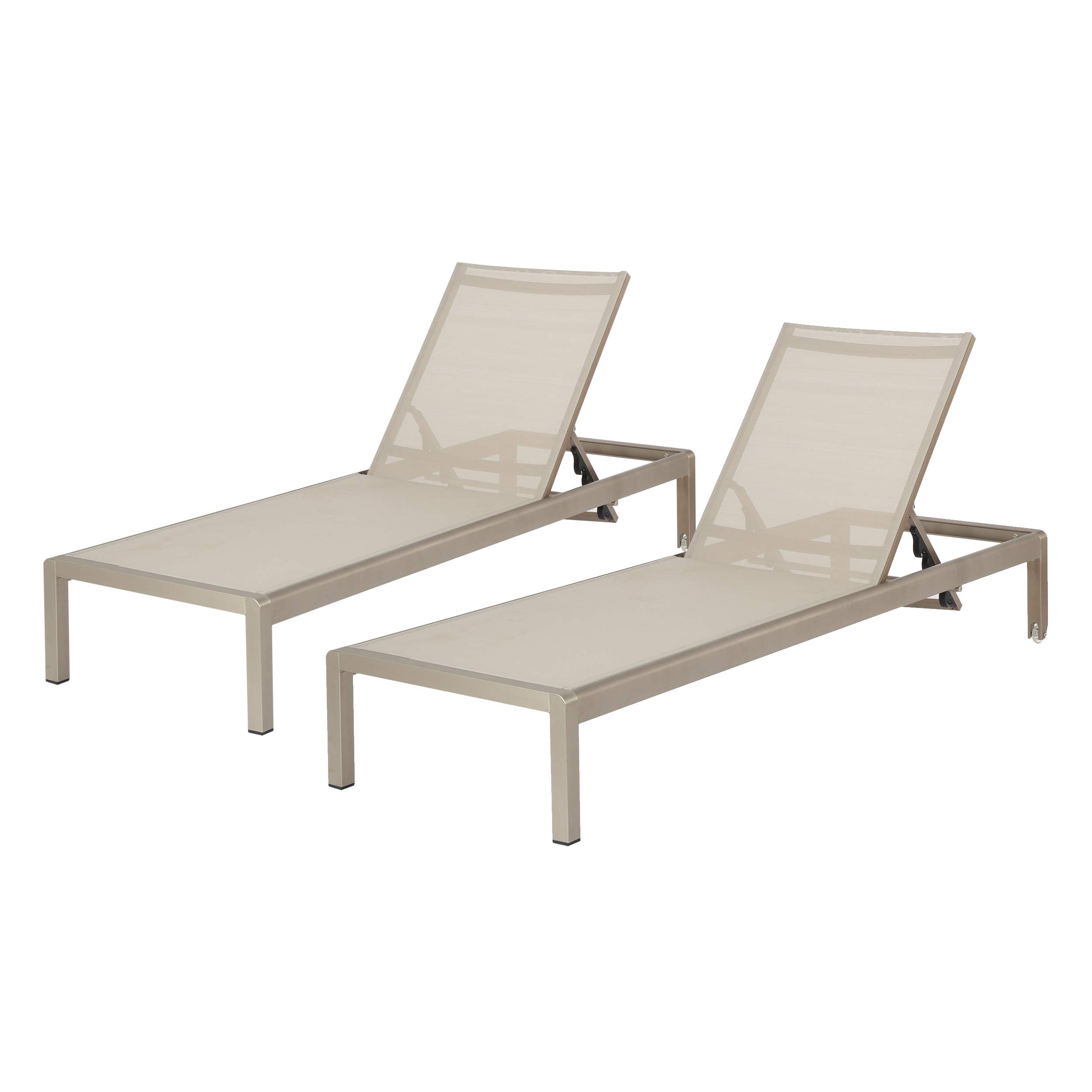 Christopher Knight Home Outdoor Aluminum Chaise Lounge, Set of 2, Grey