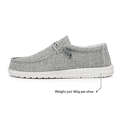 Hey Dude Men's Wally Linen Iron Size 9 | Men’s Shoes | Men’s Lace Up Loafers | Comfortable & Light-Weight