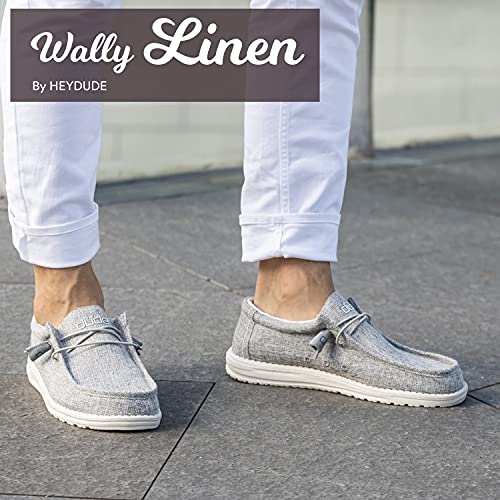 Hey Dude Men's Wally Linen Iron Size 9 | Men’s Shoes | Men’s Lace Up Loafers | Comfortable & Light-Weight