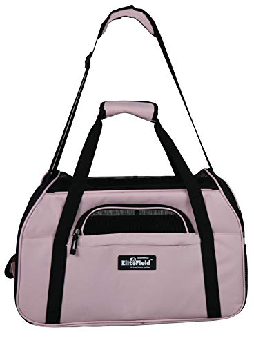 EliteField Soft Sided Pet Carrier (3 Year Warranty, Airline Approved), Multiple Sizes and Colors Available (Large: 19" L x 10" W x 13" H, Pink)