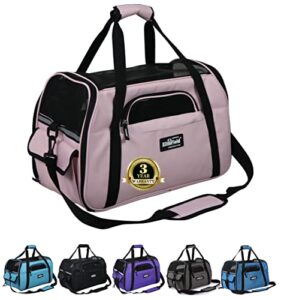elitefield soft sided pet carrier (3 year warranty, airline approved), multiple sizes and colors available (large: 19" l x 10" w x 13" h, pink)