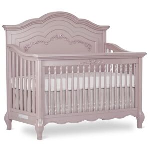 evolur aurora 5-in-1 convertible crib in dusty rose, greenguard gold certified, features 3 mattress height settings, sturdy and spacious baby crib, wooden furniture