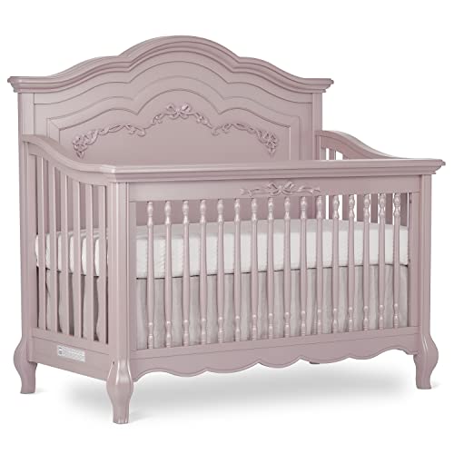 Evolur Aurora 5-In-1 Convertible Crib In Dusty Rose, Greenguard Gold Certified, Features 3 Mattress Height Settings, Sturdy And Spacious Baby Crib, Wooden Furniture