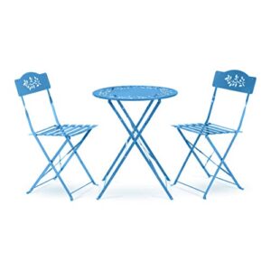 alpine corporation bistro set, table: 24" l x 24" w x 28" h chair: 17" l 18" w x 33" h, blue