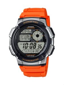 casio men's '10-year battery' quartz resin casual watch, color:orange (model: ae-1000w-4bvcf)