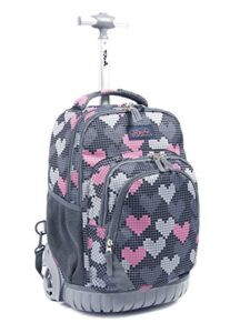 tilami kids rolling backpack 18 inch boys and girls laptop backpack, falling love