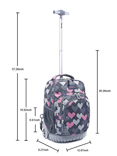 Tilami Kids Rolling Backpack 18 inch Boys and Girls Laptop Backpack, Falling Love