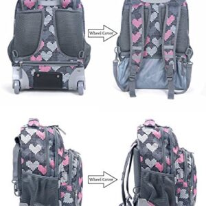 Tilami Kids Rolling Backpack 18 inch Boys and Girls Laptop Backpack, Falling Love