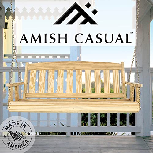 Amish Casual Heavy Duty 800 Lb Mission Treated Porch Swing with Hanging Chains (5 Foot, Unfinished)