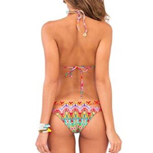 Luli Fama Women's Sun Kissed Laughter Reversible Zig-Zag Open-Side Bikini Bottom, Multi, Small