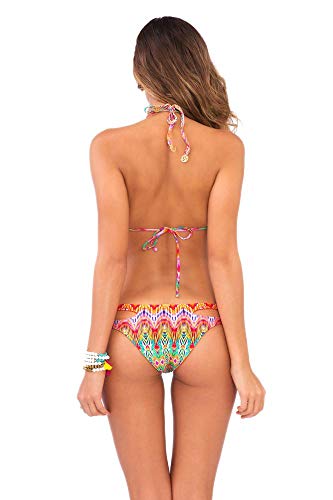 Luli Fama Women's Sun Kissed Laughter Reversible Zig-Zag Open-Side Bikini Bottom, Multi, Small