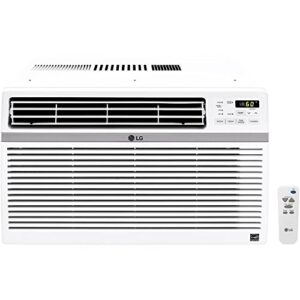 lg 10,000 btu window air conditioner, cools 450 sq.ft. (18' x 25' room size), quiet operation, electronic control with remote, 3 cooling & fan speeds, energy star, auto restart, 115v, white