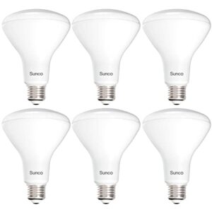 sunco 6 pack br30 light bulb led indoor flood lights, 5000k daylight white, 850 lm, e26 base, 25,000 lifetime hours, interior dimmable recessed can, energy star, 11w equivalent 65w