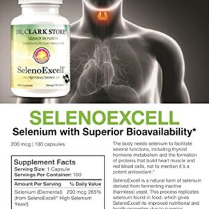 Dr. Clark SelenoExcell Selenium Supplement, 200mcg, 100 Gelatin Capsules