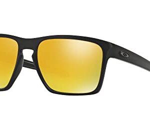 Oakley Men's OO9341 Sliver XL Rectangular Sunglasses, Matte Black/24K Iridium, 57 mm