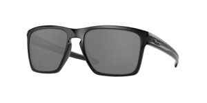 oakley men's oo9341 sliver xl rectangular sunglasses, polished black/grey, 57 mm