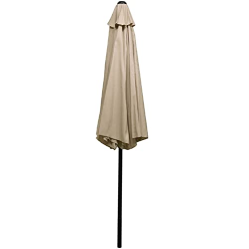 Sunnydaze 9-Foot Patio Umbrella - Push-Button Tilt and Crank Handle - Aluminum Pole and Polyester Shade Canopy - Beige